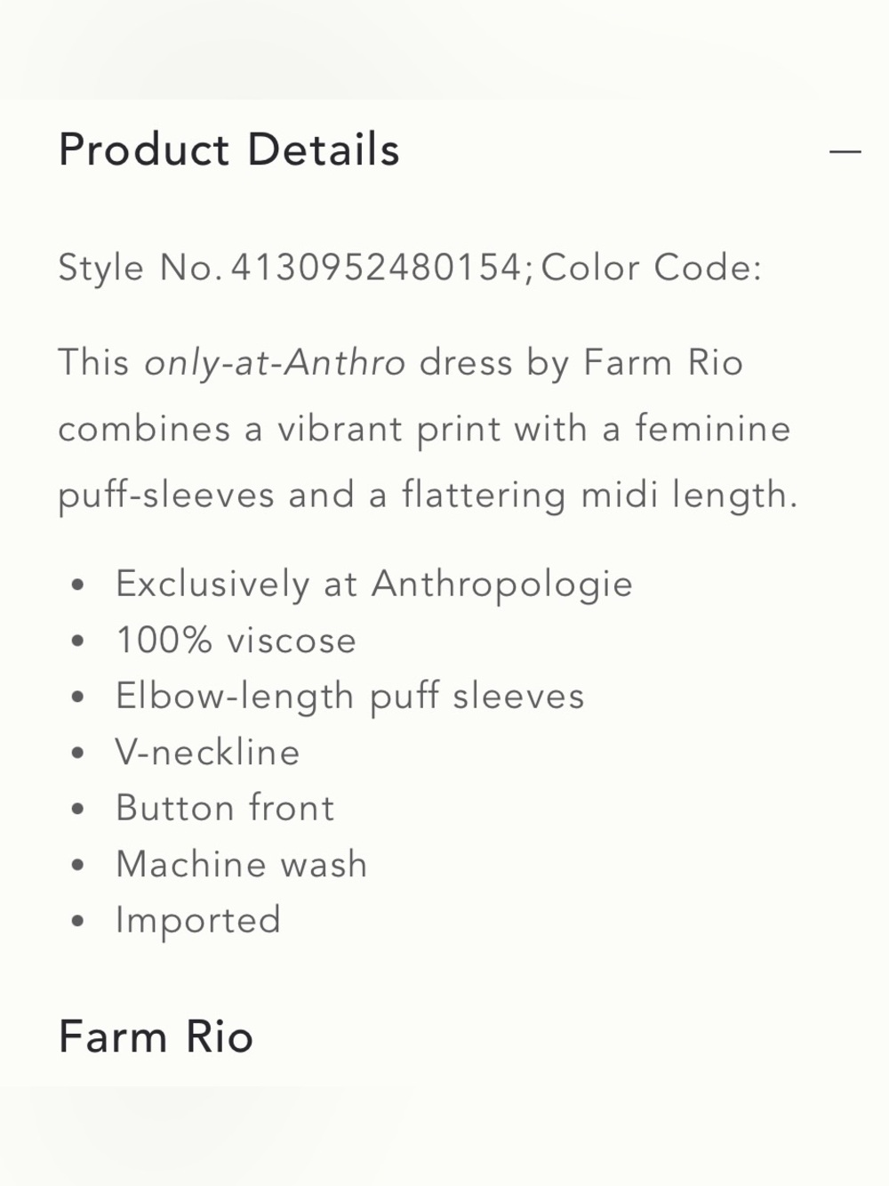 Farm Rio x
Anthropologie Puff-Sleeve Printed Midi
Dress. Size L - Picture 7 of 11
